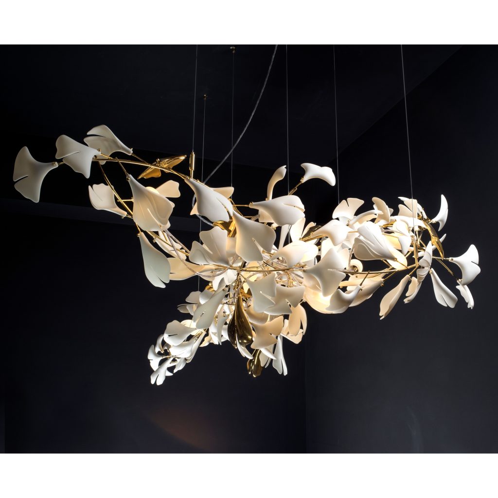 Ginkgo 155 Light Sculpture Modern Porcelain Chandelier